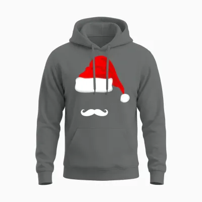 Santa Hat and Mustache Unisex Hoodie - Graphite Heather