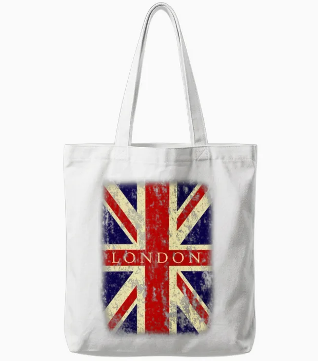 Vintage London Tote Bags in White