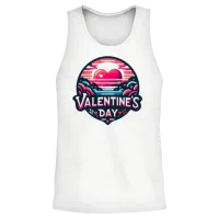 Valentine's Day Artistic Badge Design Unisex Tank Top - White – 2