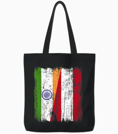 Indien, österreich, Halbe Flagge, Indien, österreichisches Tote Bags - Black