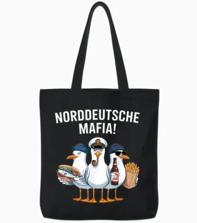 T-Shirt North German Mafia Seagulls North German Low German Captain Tote Bags - Black