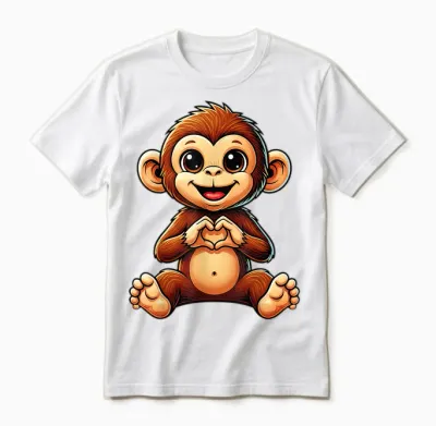 Affe Mit Herz | Süßes äffchen Mit Herzsymbol Unisex T-Shirt - White