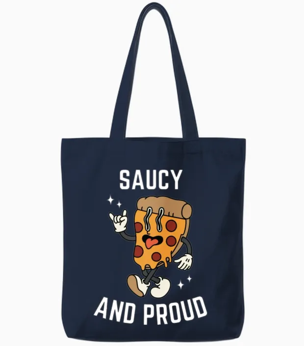 Saucy and Proud Tote Bags in Navy