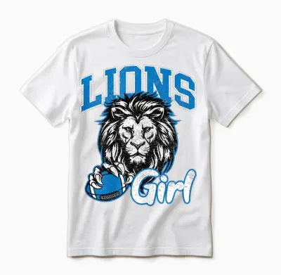 Lions Girl Shirt Messy Bun Funny Sports Fan Team Unisex T-Shirt - White
