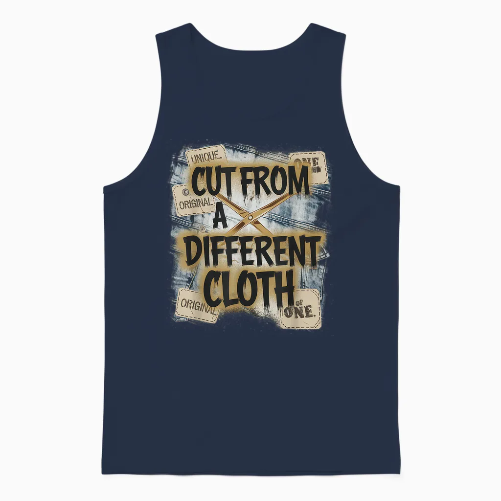 Cut from a Different Cloth Tshirt Men Women Urban Hip Hop Unisex Tank Top in Navy