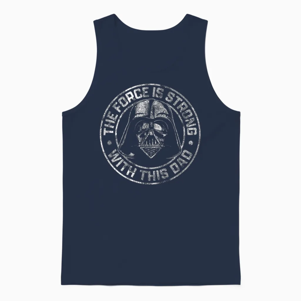 Star Wars Father's Day Darth Vader Strong Force Dad Disney+ Unisex Tank Top in Navy