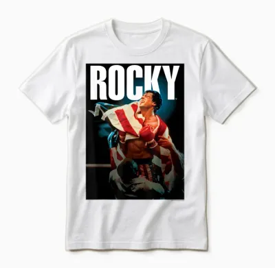 Rocky Iv American Flag Portrait T-Shirt Small Unisex T-Shirt - White