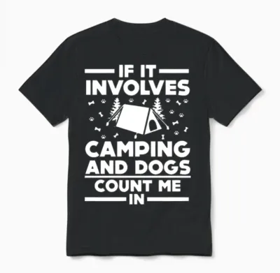 Camping and Dogs Unisex T-Shirt - Black
