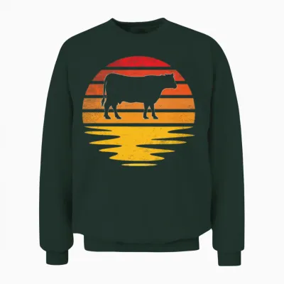 Cow Retro Unisex Sweatshirt - Forest