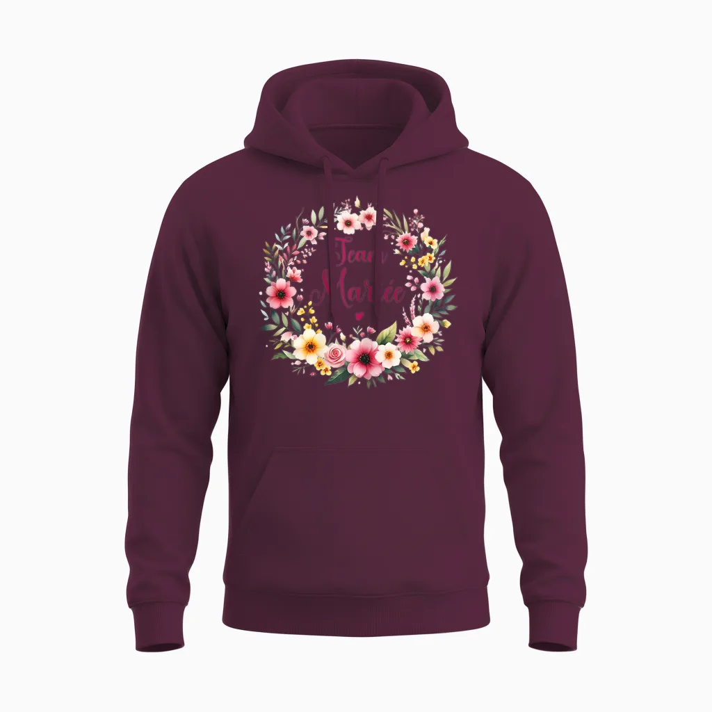 Evjf Team Bride Evjf Team Bridal Team Bride Evjf T-Shirt, White Unisex Hoodie in Maroon