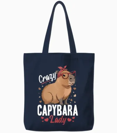 Funny Capybara Tote Bags - Navy
