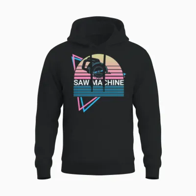 Saw Machine Retro Unisex Hoodie - Black