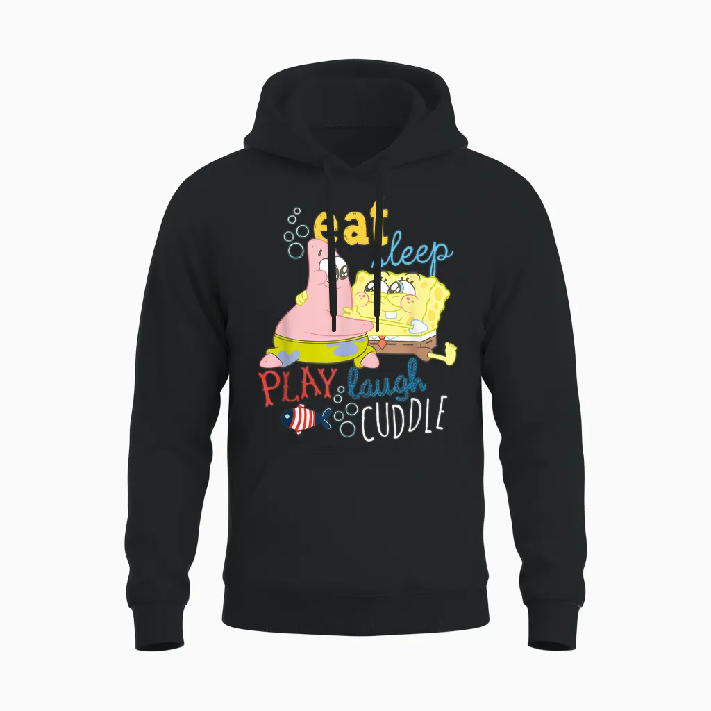 Spongebob Schwammkopf Eat, Sleep and Play Unisex Hoodie in Black