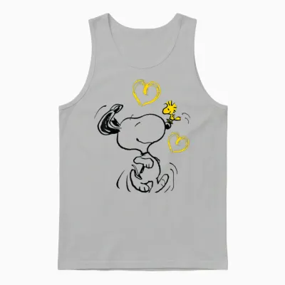 Peanuts - Snoopy Woodstock T-Shirt with German Text "ich Laufe Zu Dir Ich, Black, S Unisex Tank Top - Ash