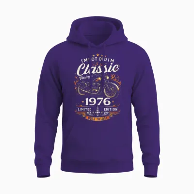 50 Ans Anniversaire Homme Moto Motard Biker 1976 Unisex Hoodie - Purple