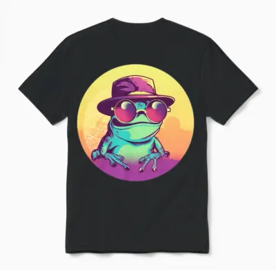 Retro Frog Lovers Design Unisex T-Shirt - Black
