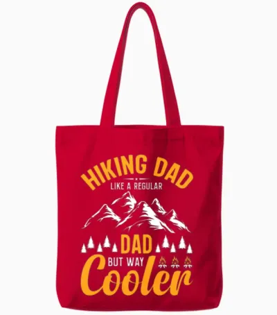 Hiking Dad Tote Bags - Red
