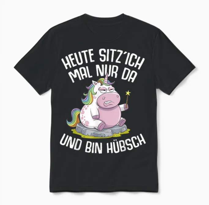 Einhörner Heute Sitz´ Ich Mal Nur Da Und Bin Hübsch Einhorn Unisex T-Shirt in Black