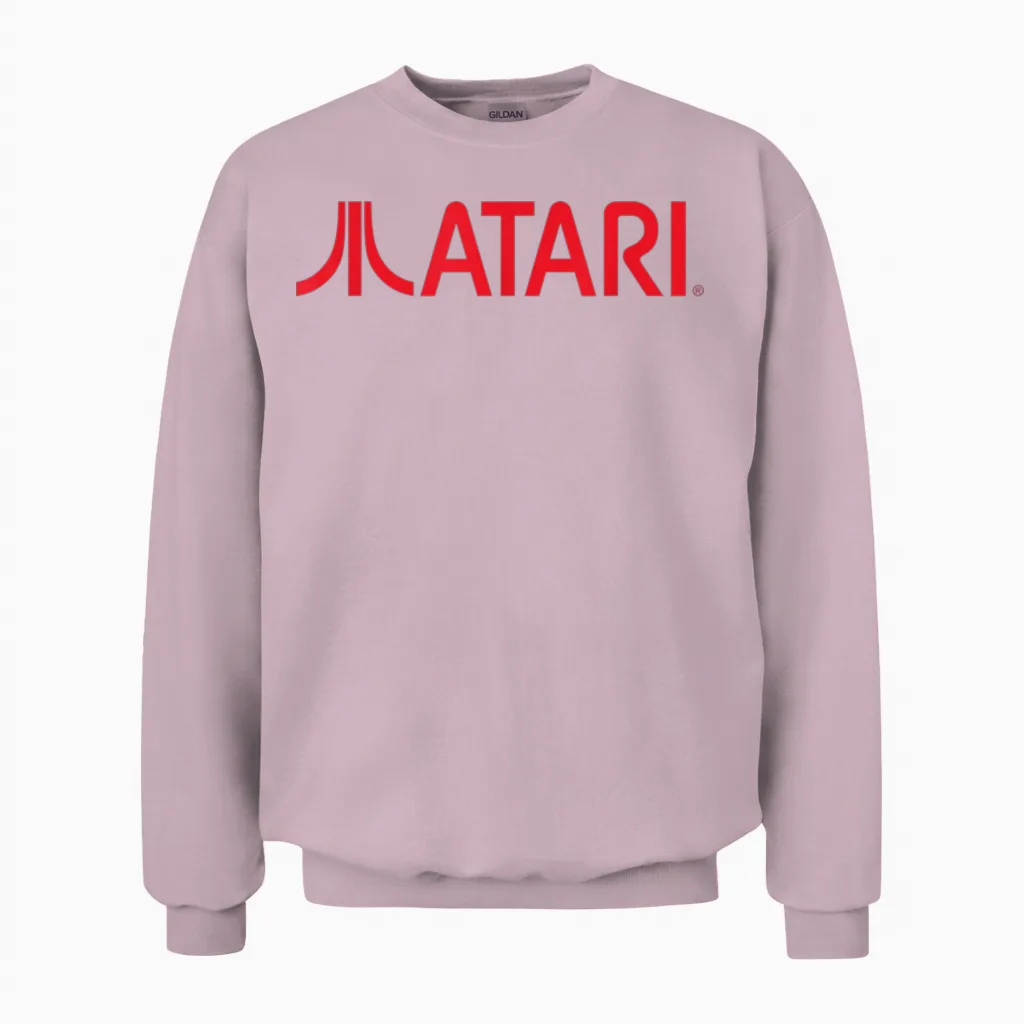 Atari Games Red Retro Vintage Gaming Fun Arcade Look T-Shirt, Black Unisex Sweatshirt in Light Pink