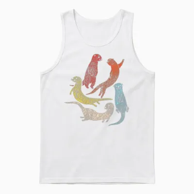 Otter Retro Vintage Unisex Tank Top - White