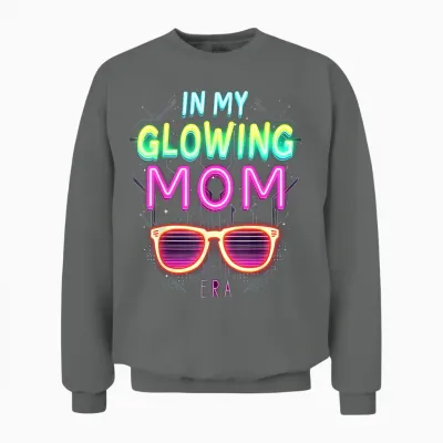 In My Glowing Mom Era Groovy Colorful Bright Unisex Sweatshirt - Graphite Heather