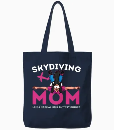 Skydiving Mom Base Jumping Parachute Extreme Sport Tote Bags - Navy