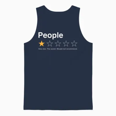 People One Star Rating Would Not Recommend Introvert Unisex Tank Top - Navy