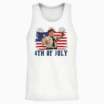 2 Sides Happy 4th of July to All You Sumbitches Patriotic Unisex Tank Top - White