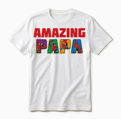 Marvel Spider-Man Amazing Papa Birthday Father's Day T-Shirt, Black Unisex T-Shirt - White