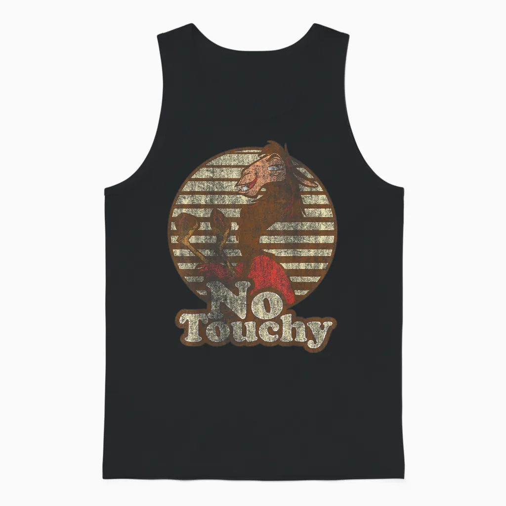 Disney Emperor's New Groove Kuzco Llama No Touchy Short Sleeve Unisex Tank Top in Black