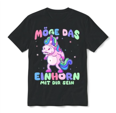 Funny Mythical Creatures, Dinosaurs, Funny Unicorn Unisex T-Shirt - Black