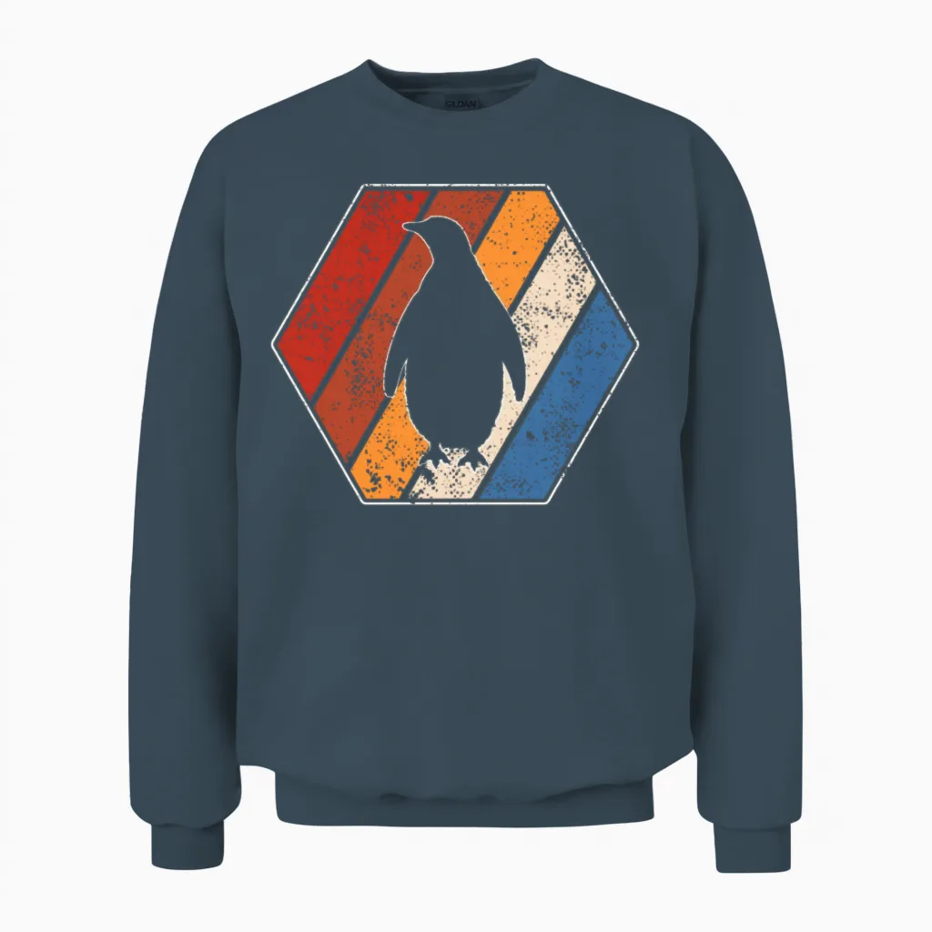 Penguin Retro Unisex Sweatshirt in Dark Heather