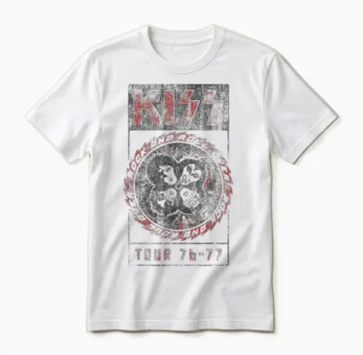 Kiss - Rock and Roll Over Vintage Unisex T-Shirt in White