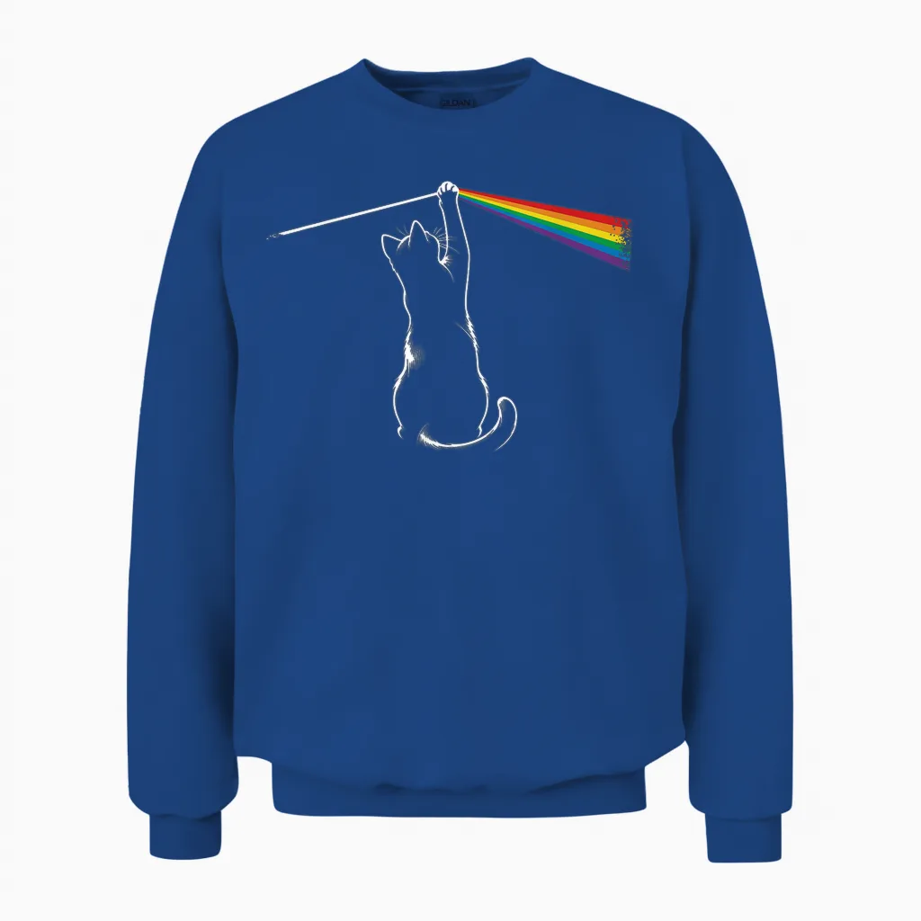 Playing with Light Cat Gift Men Kids Women Funny Cat Unisex Sweatshirt in Royal