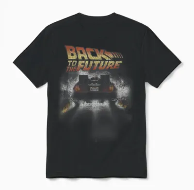 Back to the Future Vintage Delorean Peel Out Graphic Unisex T-Shirt - Black