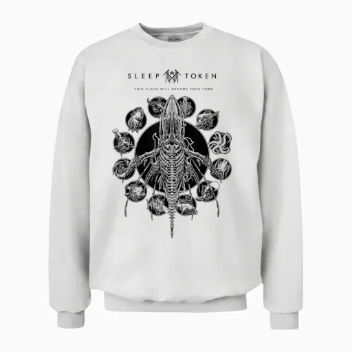 Sleep Token Remains White Unisex Sweatshirt in White