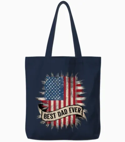 Father's Day Usa American Flag Best Dad Ever Tote Bags - Navy