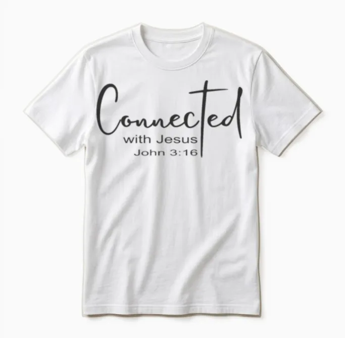 Christian Design Connected with Jesus John 3:16 Unisex T-Shirt in White