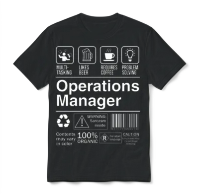 Operations Manager Gift Product Label Funny Defini Unisex T-Shirt - Black