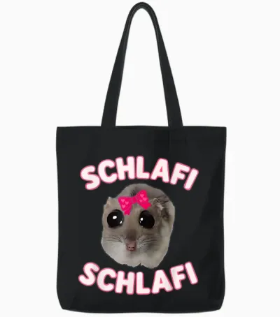 Schlafi Schlafi Hamster Meme Pyjama Set Funny Pyjamas Tote Bags - Black