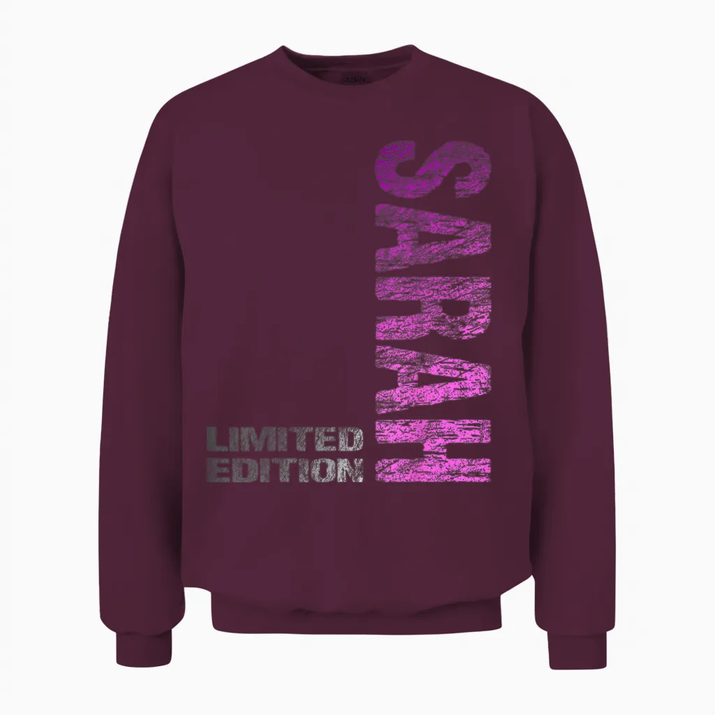 Sarah Name Vorname Mädchen Frau Geburtstag Unisex Sweatshirt in Maroon