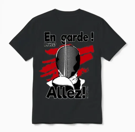 Fencing En Garde! Prêts? Allez! Unisex T-Shirt in Black