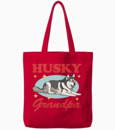 Husky Grandpa Dog Owner Siberian Husky Tote Bags - Red