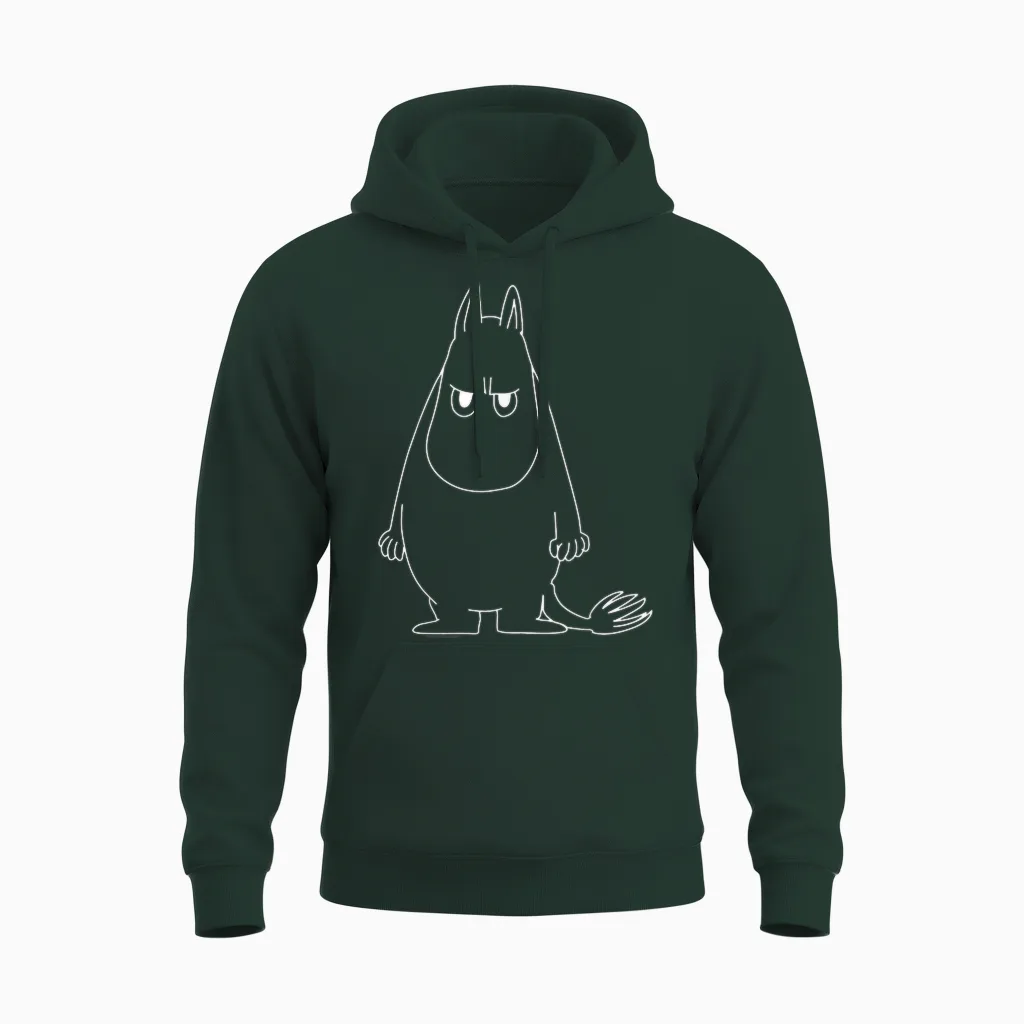 Moomin Angry Moomintroll T-Shirt, Black Unisex Hoodie in Forest