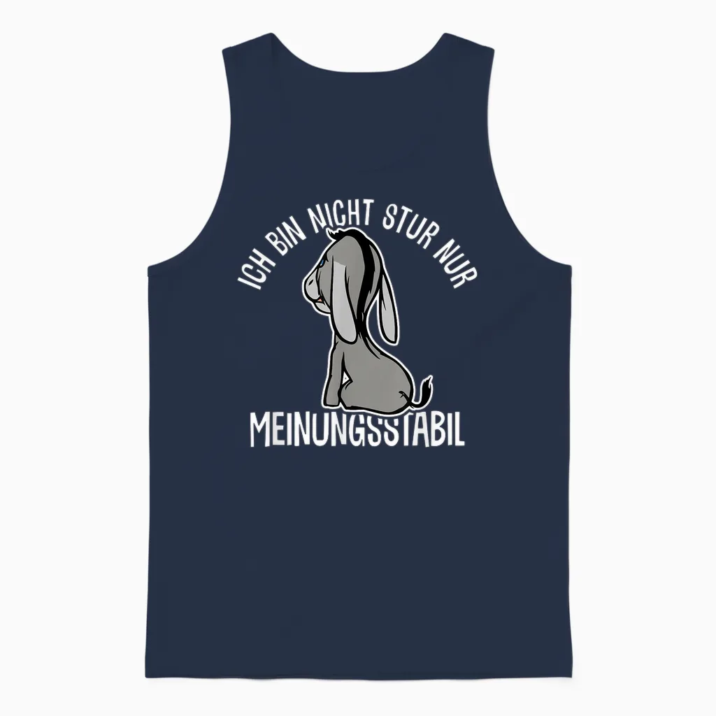 Esel Lustiger Spruch Witzig Stur Ich Bin Nicht Stur Ich Bin Meinungsstabil Esel Stur T-Shirt Schwarz Klein Klassisches Cartoon Kurzarm Unisex Tank Top in Navy