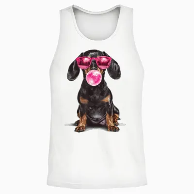 Dackel Kaugummi Unisex Tank Top - White
