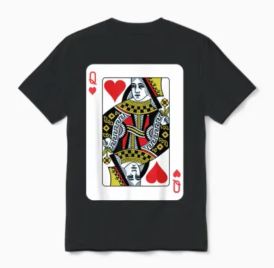 Queen of the Hearts Playing Card Poker Unisex T-Shirt - Black