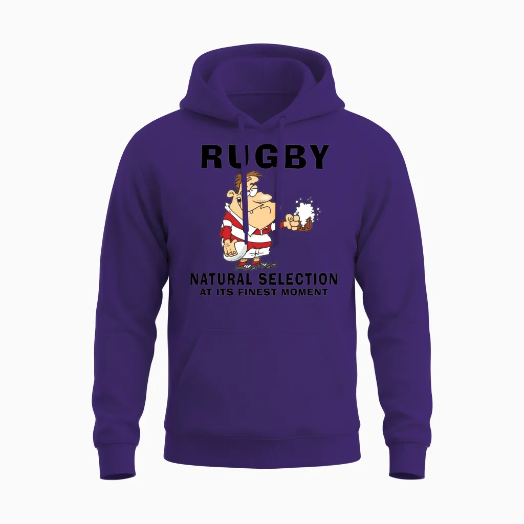 Funny Rugby Unisex Hoodie in Purple