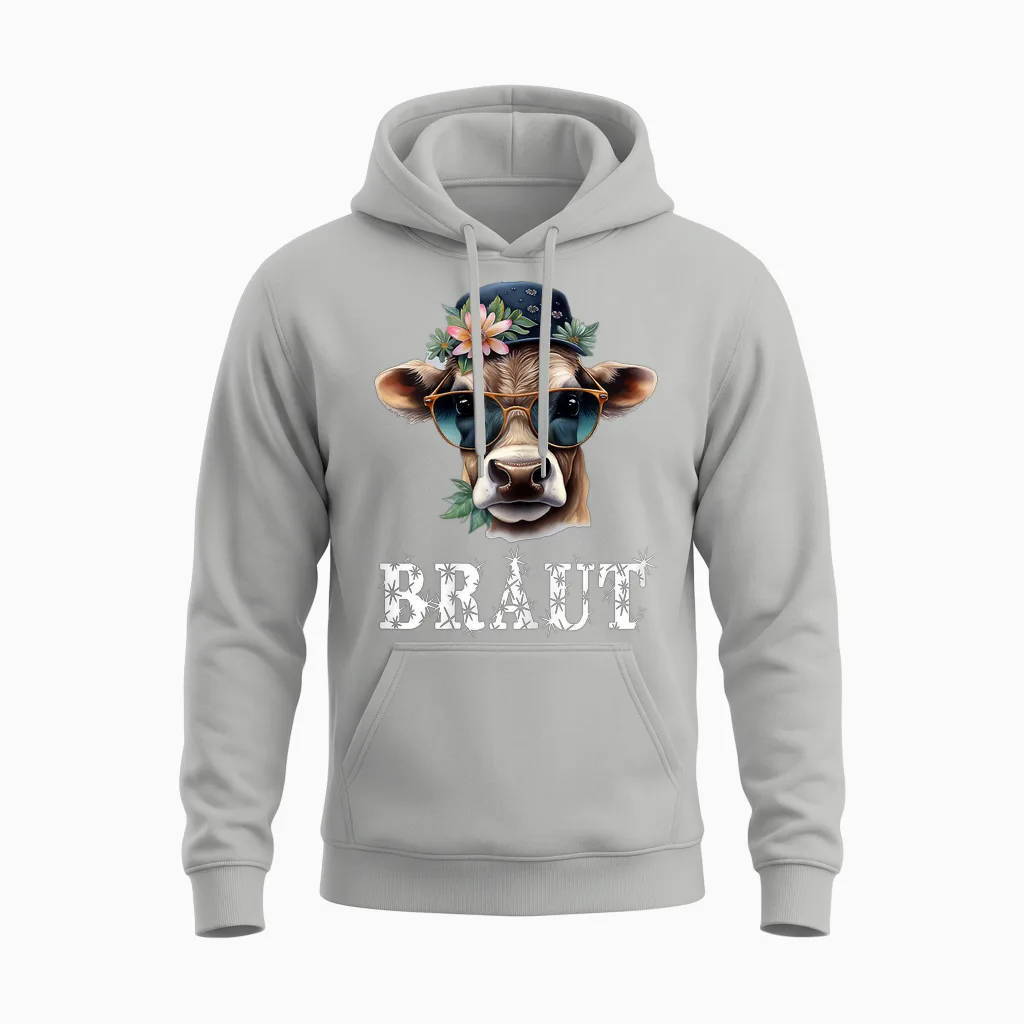 Jga T-Shirt Braut Kuh Jga Junggesellinnenabschied Bauern Unisex Hoodie in Ash