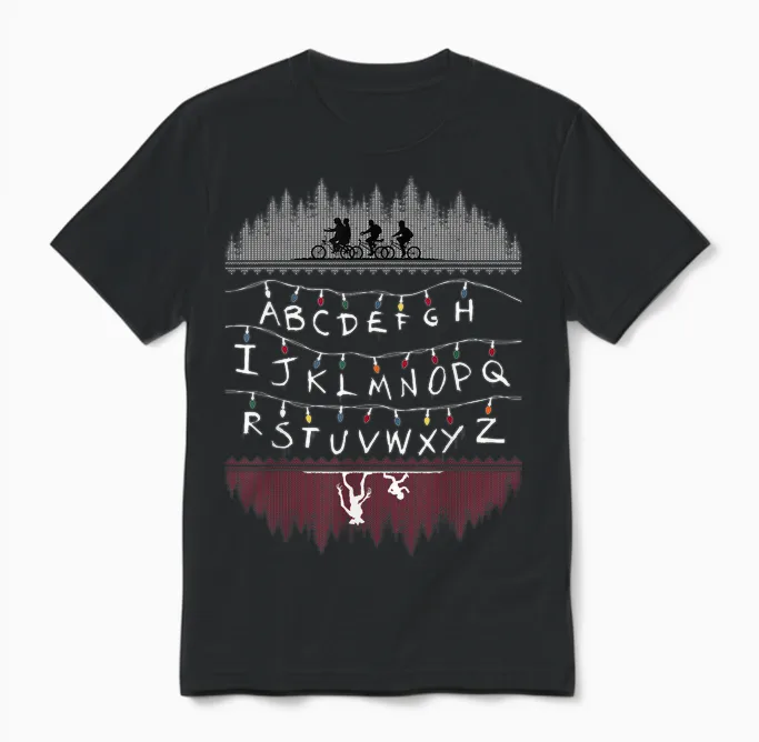 Netflix Stranger Things Alphabet Lights Unisex T-Shirt in Black